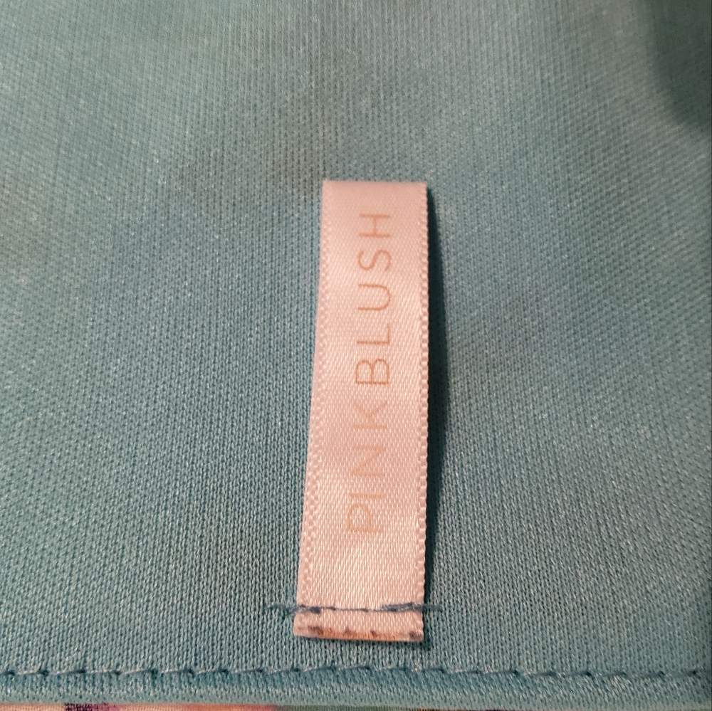 PNK BLUSH TEAL FLORAL CHIFFON 3/4 LENGHT SLEEVE SCOOP NECK SIZE XL - Picture 6 of 7